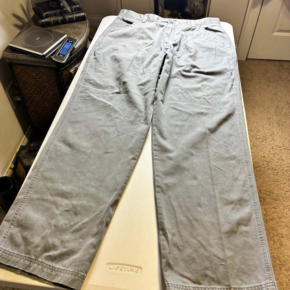 Perry Ellis America Gray Carpenter Pants Men 36x34 Baggy Wide Leg Workwear Y2K